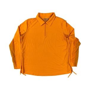 IBKul Women‎ Orange 1/4 Zip Long Sleeve Sz XXL UPF 50+ Adjustable Drawstring